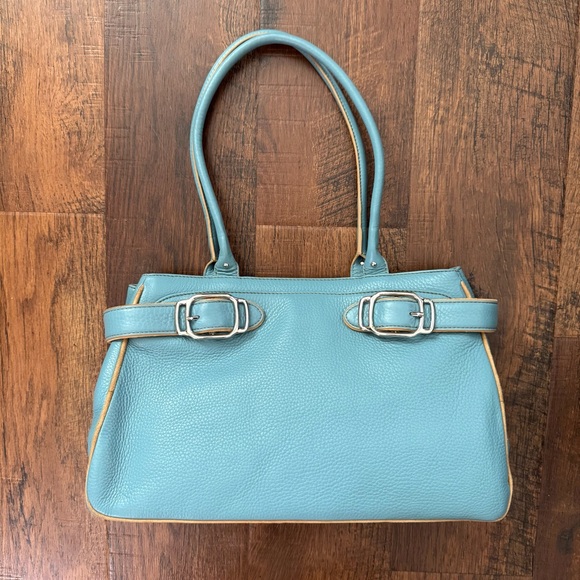 COLE HAAN teal blue textured leather purse, NWOT - Picture 2 of 16